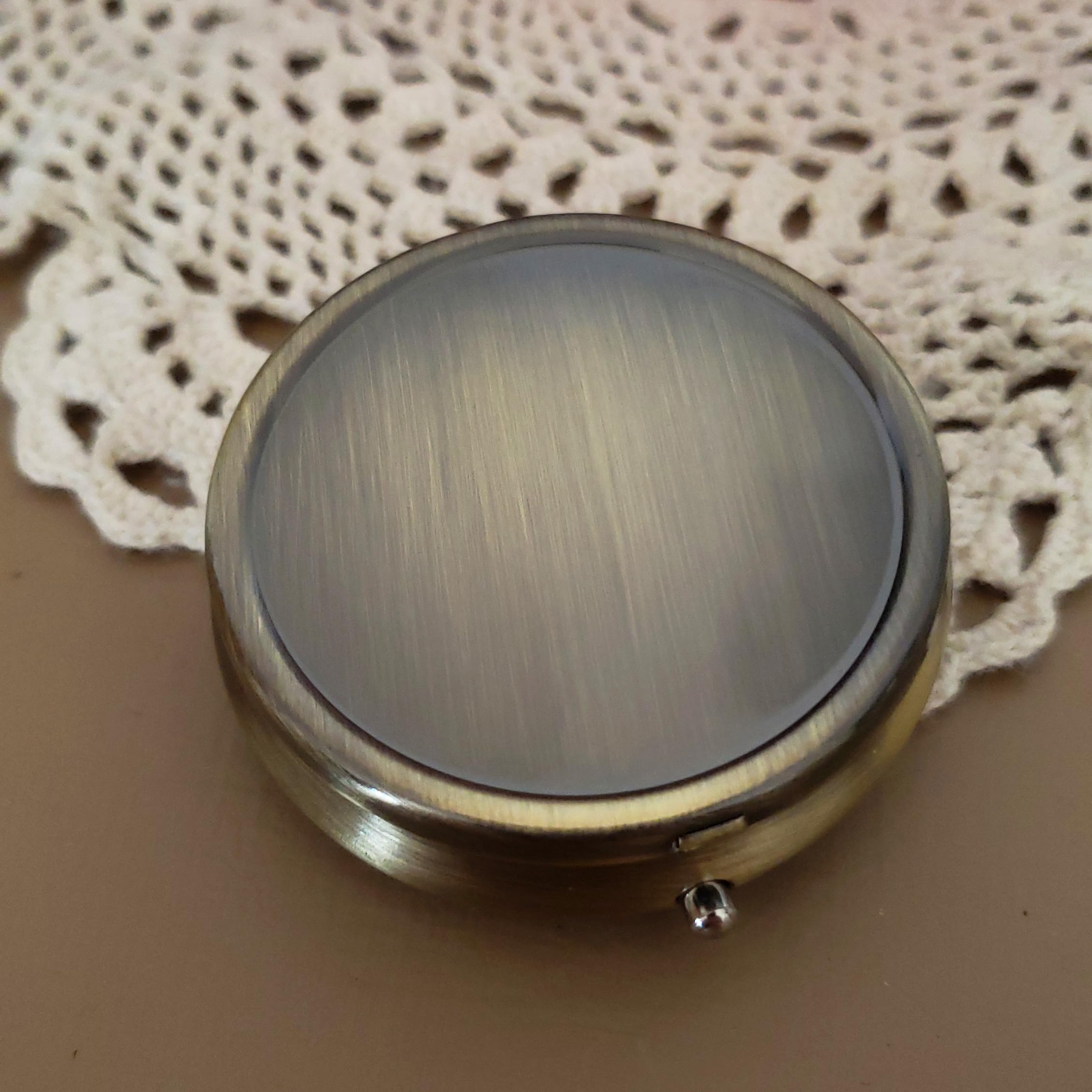 Classy Brass Pill Box - Decorative Pill Case with Gift Box - Carry Your Meds in Style (Round)