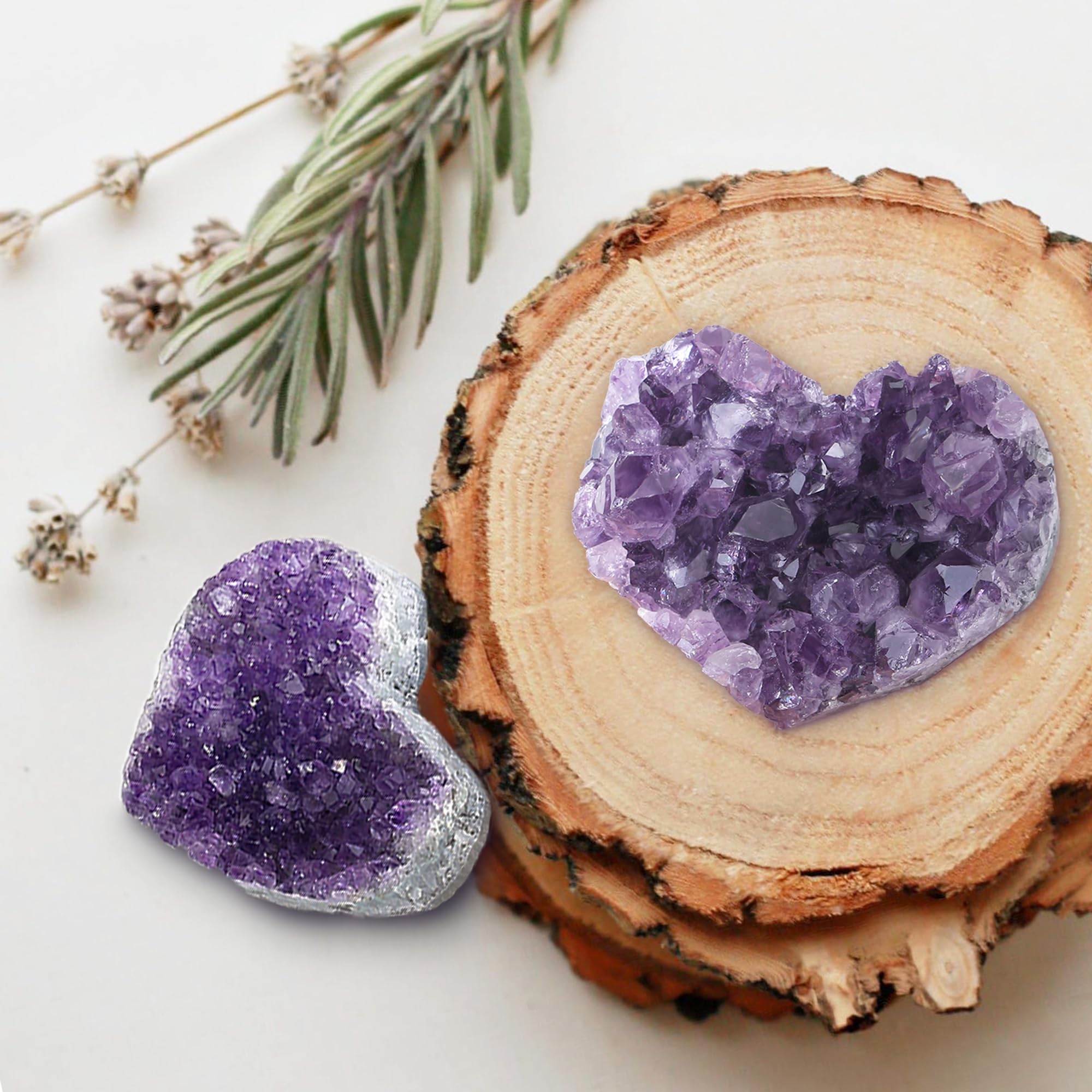 YATOJUZI Heart Amethyst Cluster 1.5''-2'' Natural Amethyst Crystal Rocks Heart Stone Crystals and Healing Stones Gemstones Miner