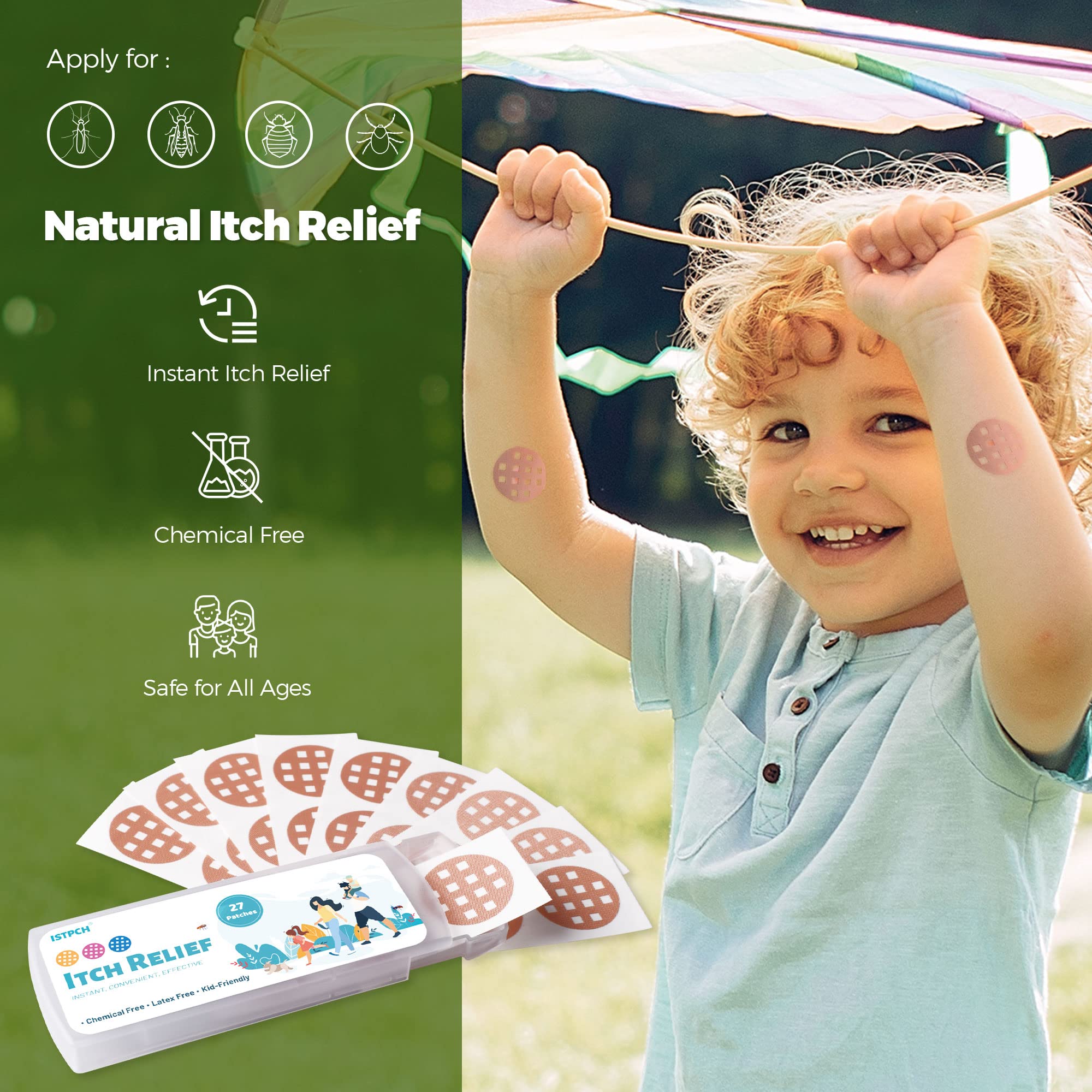 Istpch Itch Relief Patches 81 Patches, Natural Bite Relief Stickers, Instant Effect, Reduces Itch & Swell, Kid Friendly
