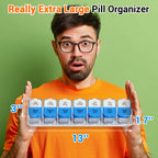 Daviky Large Pill Organizer 2 Times a Day - XL Pill Box 7 Day, Big Vitamin Holder with 7 Detachable AM/PM Compartments, Big Supp