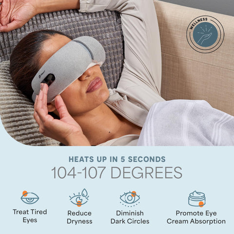 Lifepro Portable Eye Massager with Heat & Vibration - FSA/HSA Eligible Rechargeable Heated Migraine Mask with Bluetooth Music - 