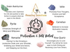Crystals for Motivation & Self Belief Manifestation, Set of 6 Green Aventurine, Pyrite, Hematite, Iolite, Carnelian and Rose Qua