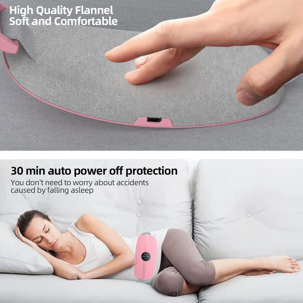 Portable Cordless Heating Pad, Heating Pads with 3 Heat Levels and 3 Massage Modes, Heat Pad 5s Fast Heating, Back or Belly for