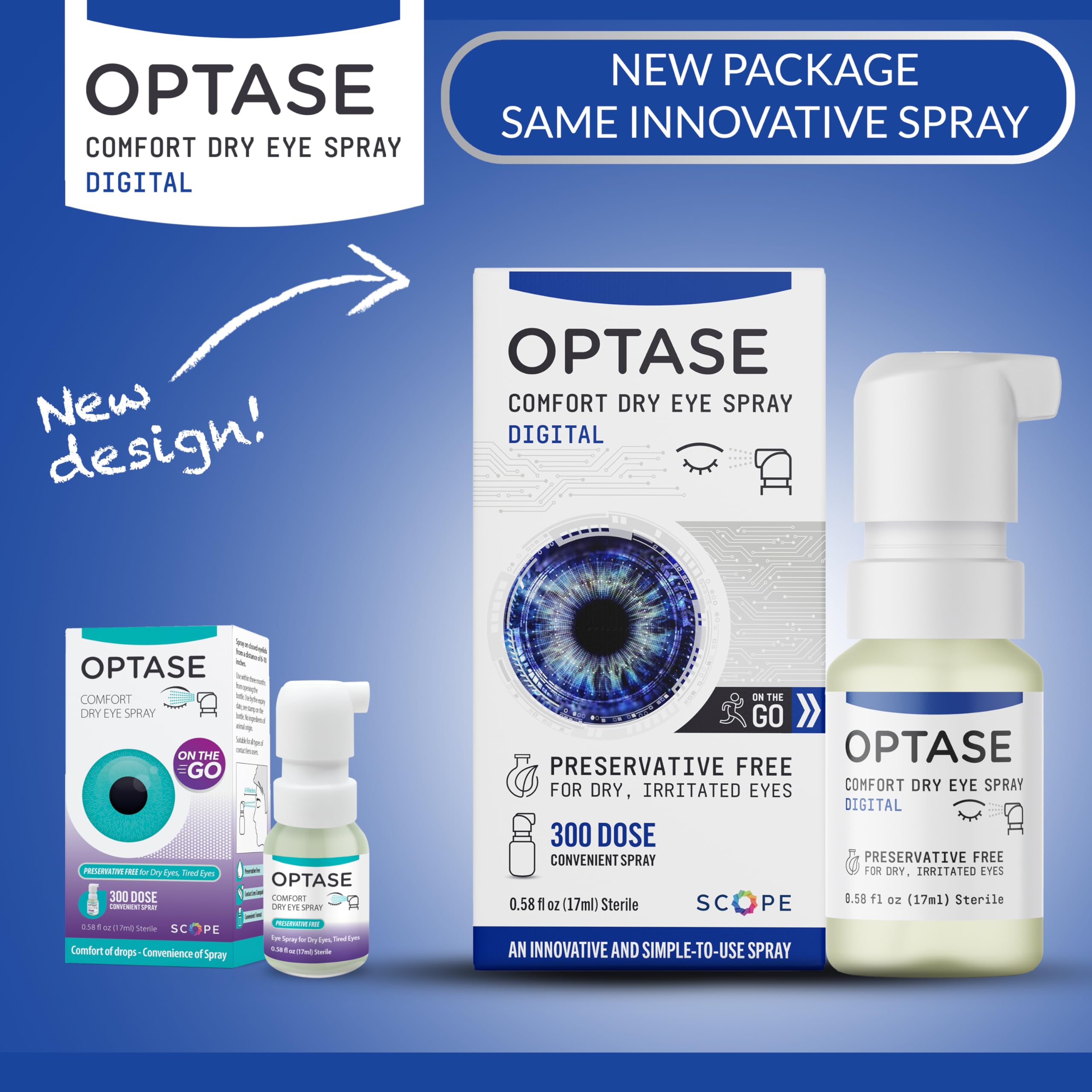 Optase Comfort Dry Eye Spray - Preservative Free Artificial Tears Drops Alternative - Dry Eye Drops in a Convenient Spray - Mult