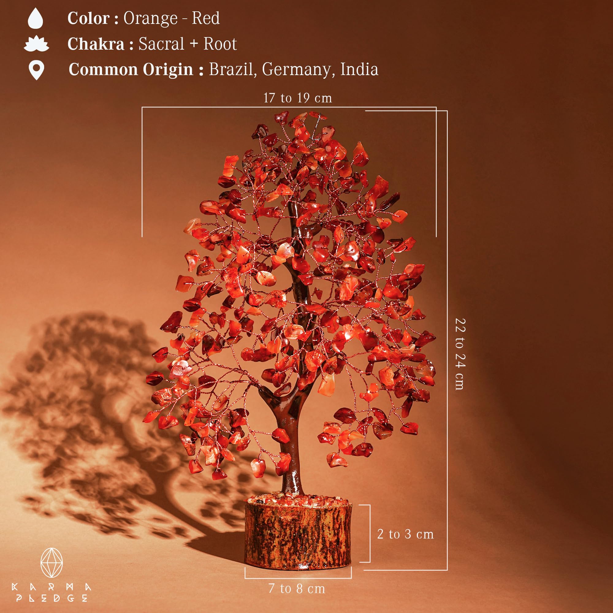Crystal Tree of Life Carnelian Healing Crystal Trees for Home & Office Decoration, Handmade Crystal Money Bonsai Trees for Posit