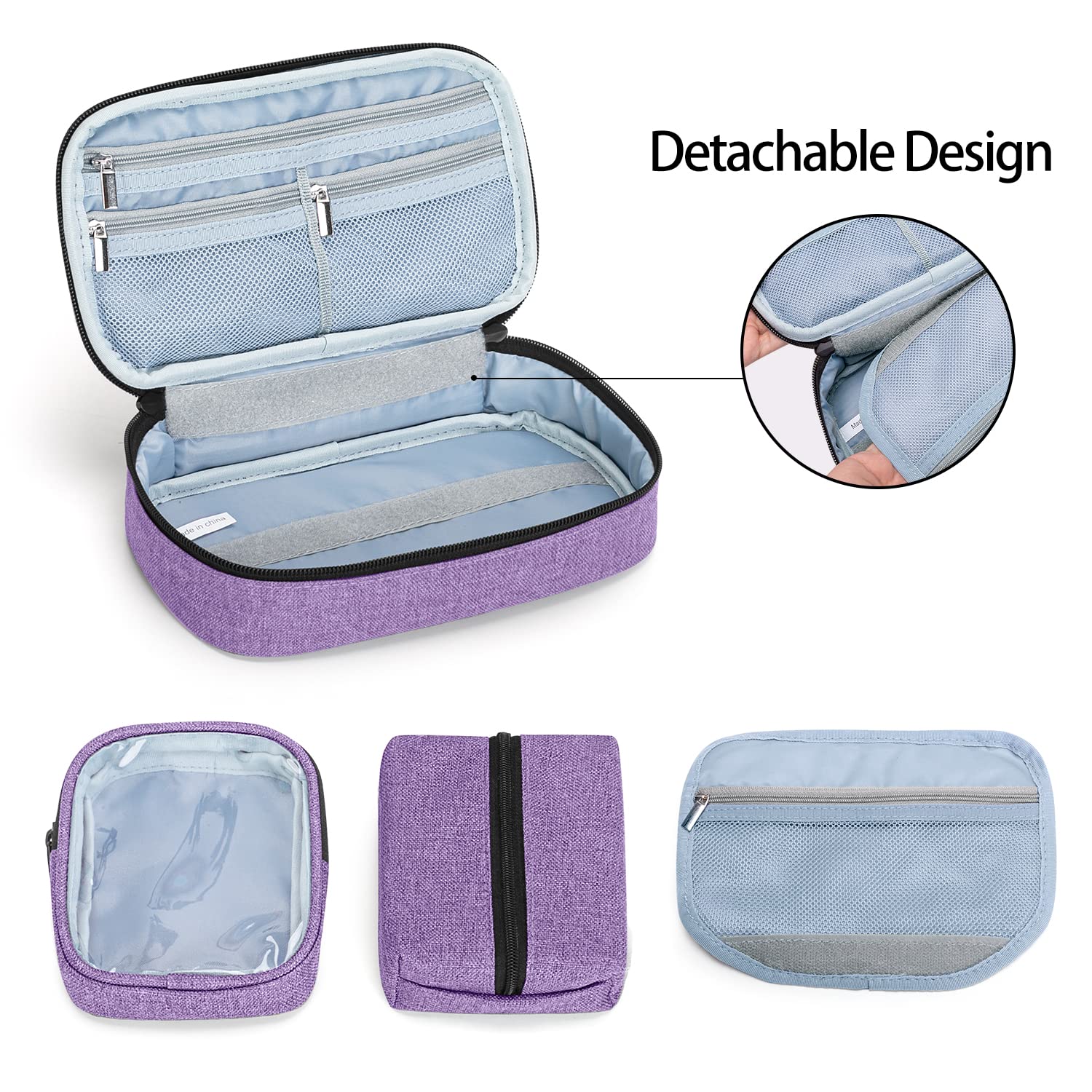 CURMIO Diabetic Supplies Bag for Glucose Meter, Medication and Other Diabetes Care Supplies, Diabetes Travel Organizer Case with