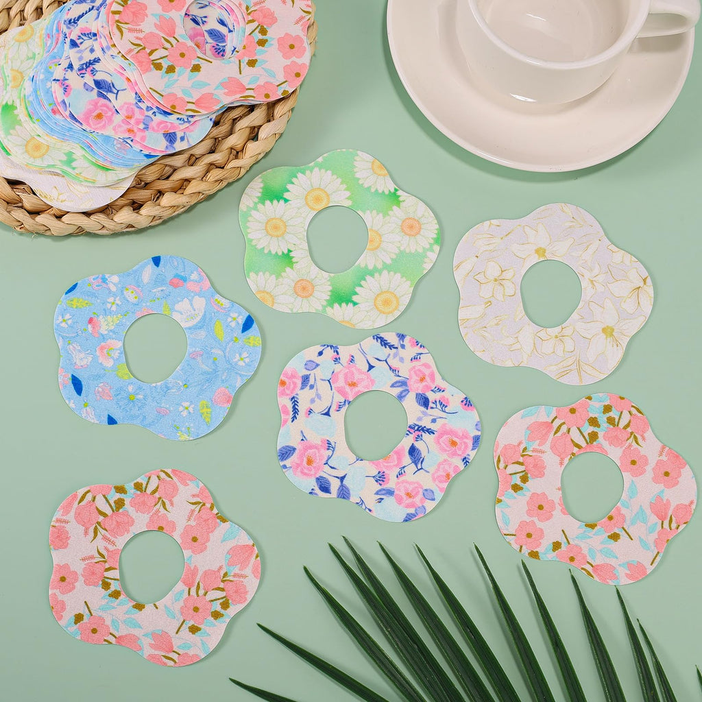 40pcs Adhesive Over Patches for Dexcom G7, Breathable Waterproof Flower Fabric Sensor Covers with Hole for CGM Tape Protector, F