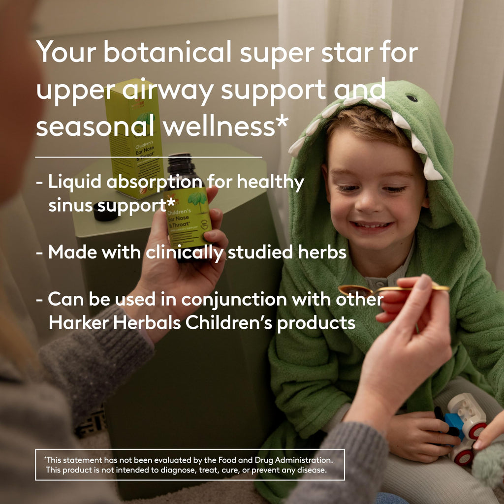 Harker Herbals Childrens Ear Nose & Throat Syrup, Herbal Formula for Sinuses & Seasonal Wellness Includes Echinacea, Pelargoniu