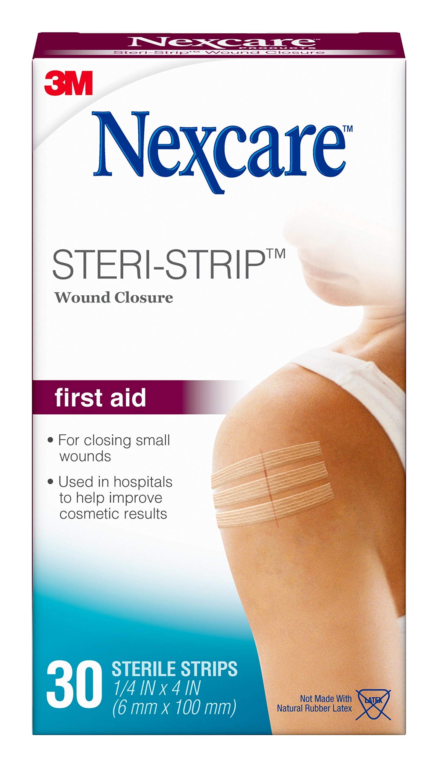 Nexcare Steri-Strip Wound Closure, Breathable Strips Hold Small Wounds Firmly Closed, Great After Sutures or Staples - 30 Wound 