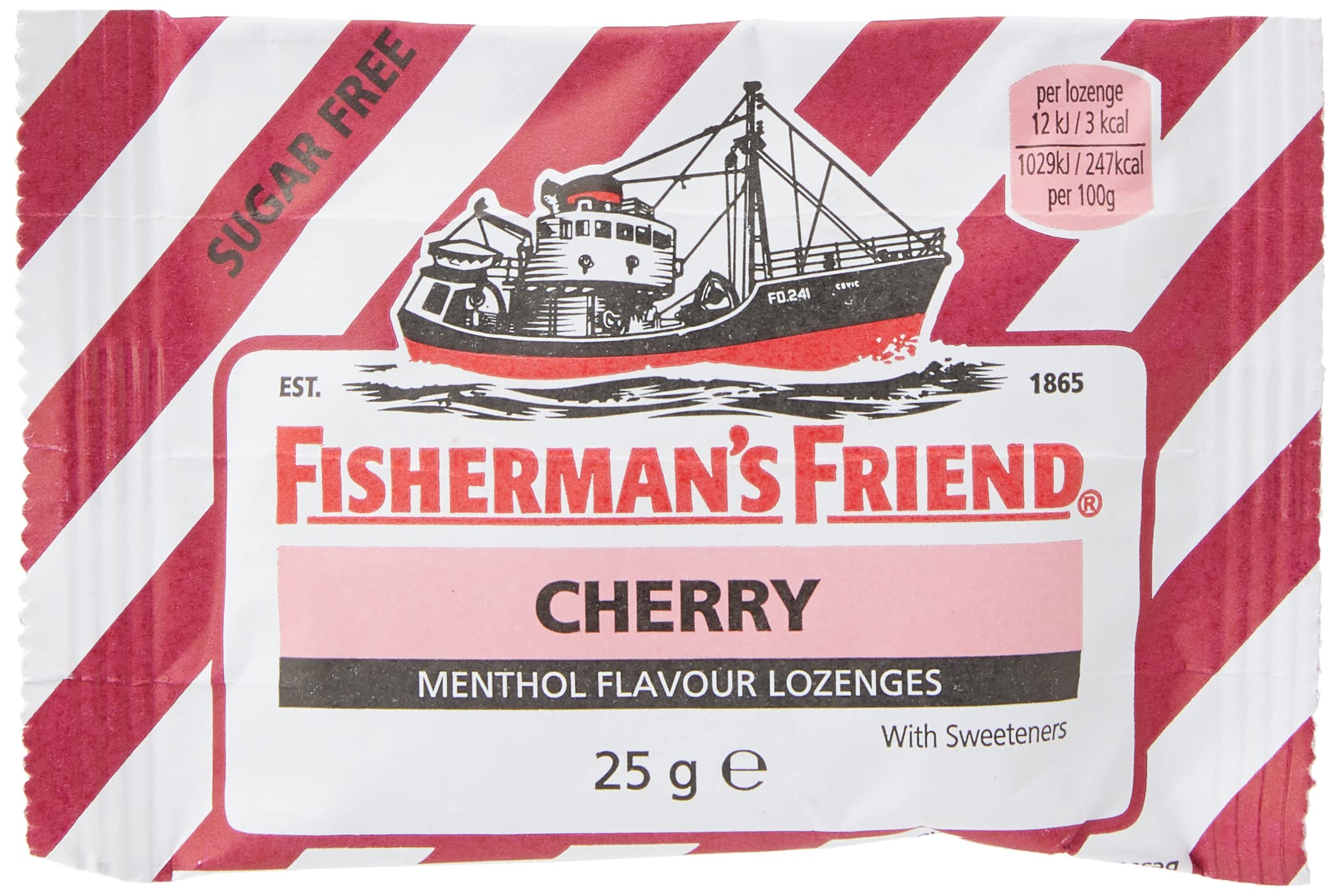 Fishermans Friend Sugar Free Cherry Menthol Flavour Lozenges 25g (Pack of 24)
