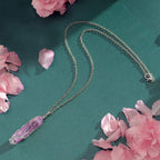 VIBILIA Healing Crystal Necklace Tree of Life Wire Wrapped Natural Amethyst Stone Point Pendant Necklace Hexagonal Reiki Spiritu