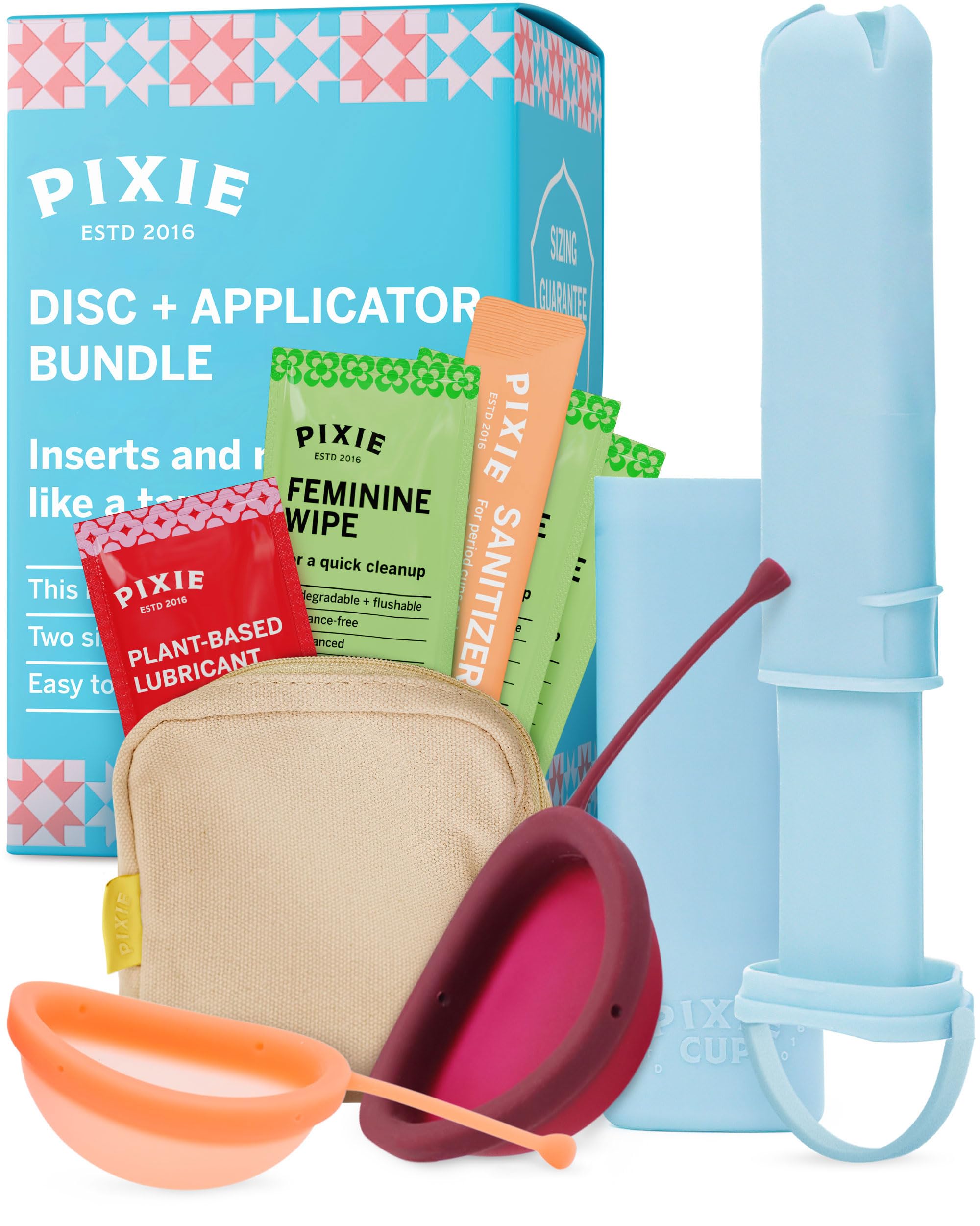 2 Menstrual Discs and Applicator Bundle - No Metals or Toxins - 100% Medical-Grade Silicone-Most Soft Reusable Period Disc - Ins