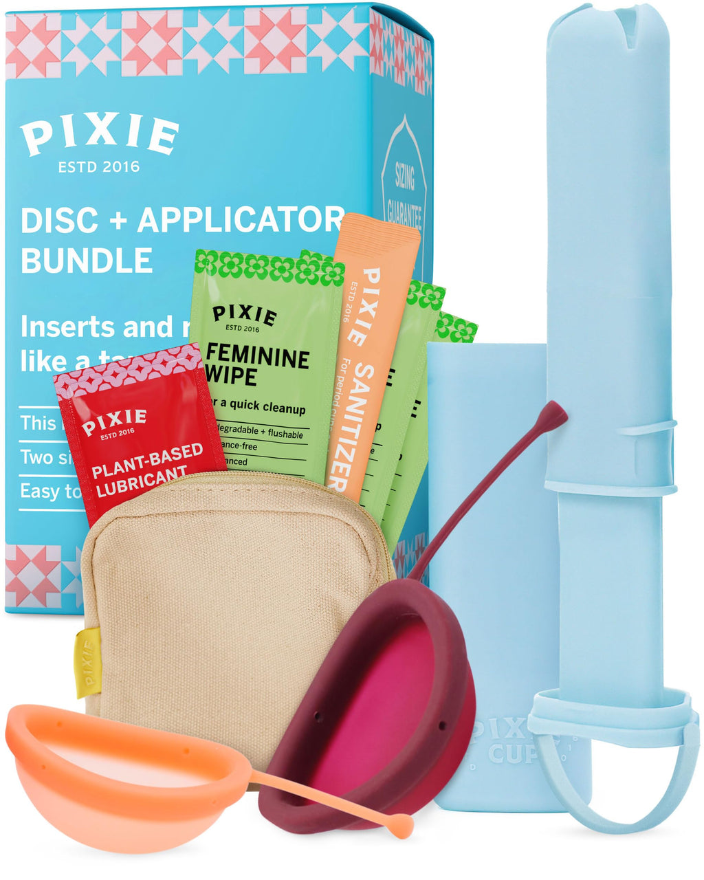 2 Menstrual Discs and Applicator Bundle - No Metals or Toxins - 100% Medical-Grade Silicone-Most Soft Reusable Period Disc - Ins