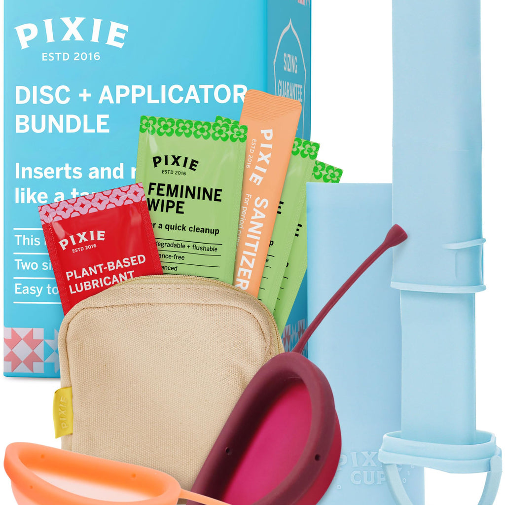 2 Menstrual Discs and Applicator Bundle - No Metals or Toxins - 100% Medical-Grade Silicone-Most Soft Reusable Period Disc - Ins