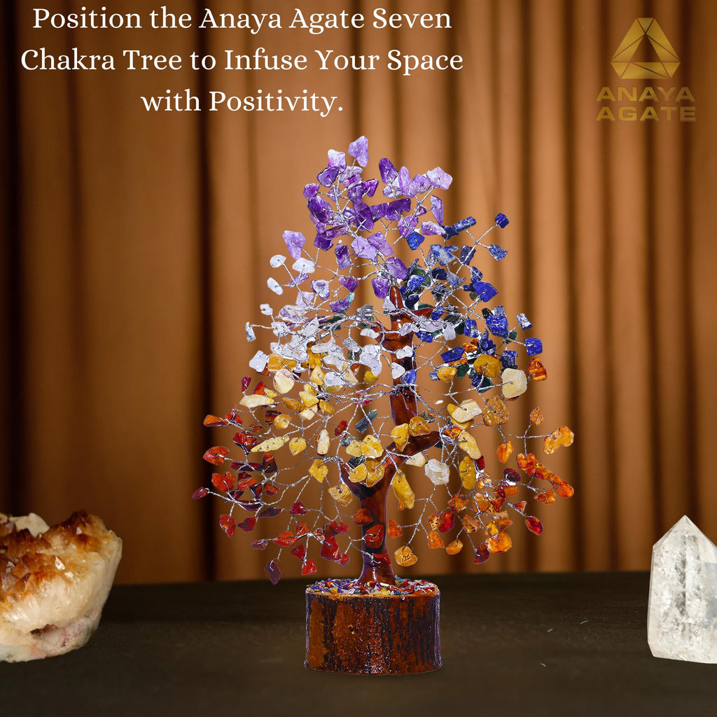 ANAYA AGATE 7 Chakra Healing Crystal Tree, Gift for Women and Mom, Handmade Crystal Tree of Life for Good Luck Gifts, Positive E