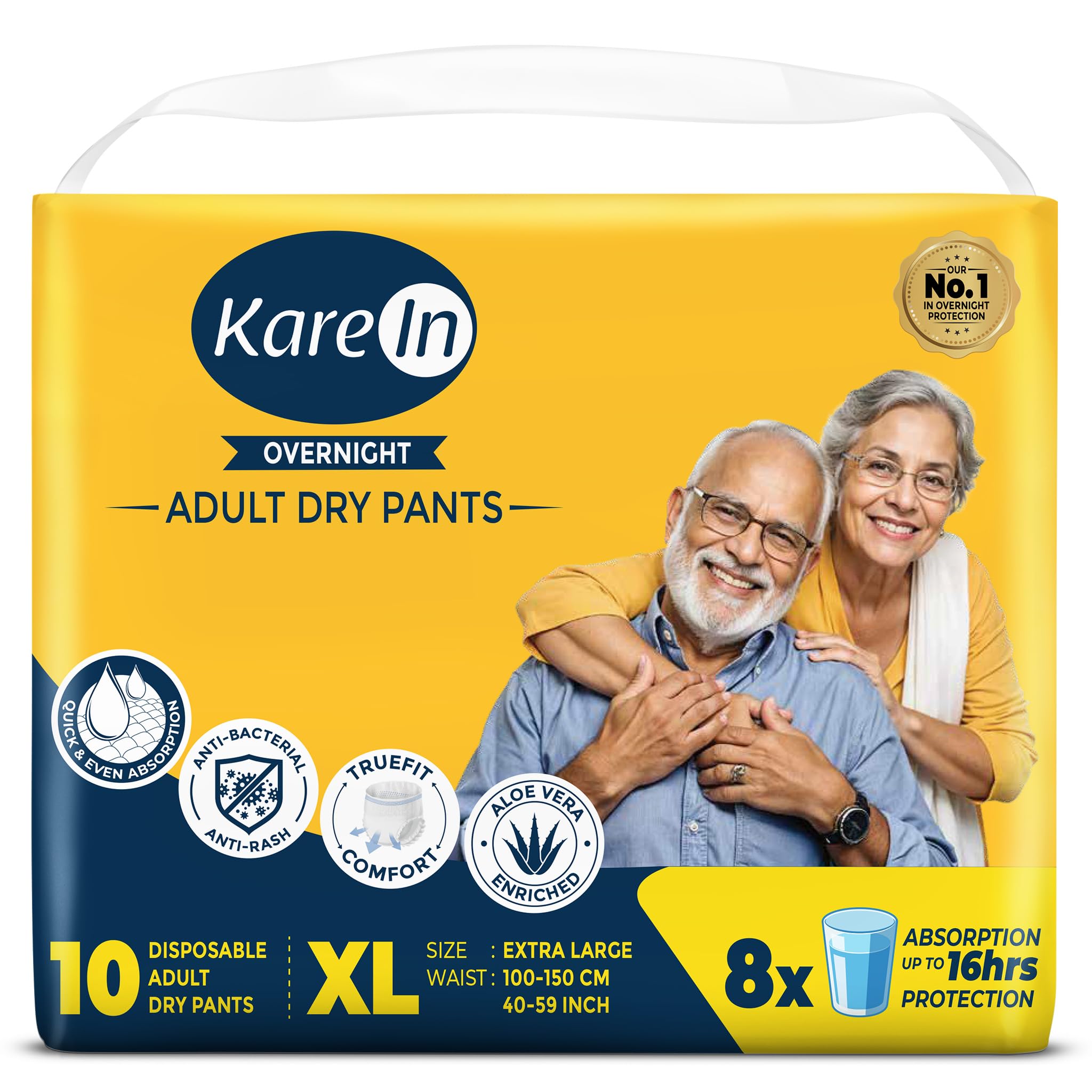 Karein Overnight Adult Diaper Pant Xl Size, Extra Large, Waist (100150 Cm 4059), 10 Unit, Long Protection Hour, Unisex, Quic