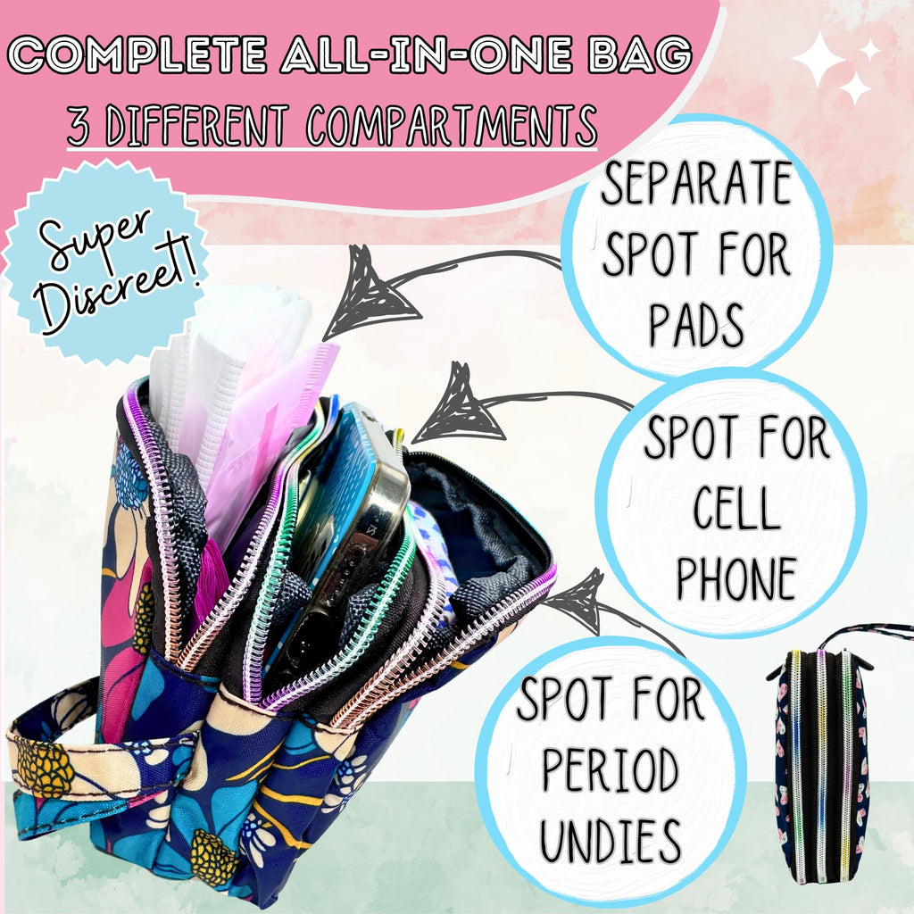 First Period Pal Pack to-Go Kit | 24 pcs | First Period Kit for Tweens | Teen Period Kit| Discrete Period Bag, Pads, Panty Liner