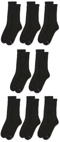 MediPeds mens 8 Pack Diabetic Crew With Non-binding Top Socks, Black, Shoe Size 12-14 US