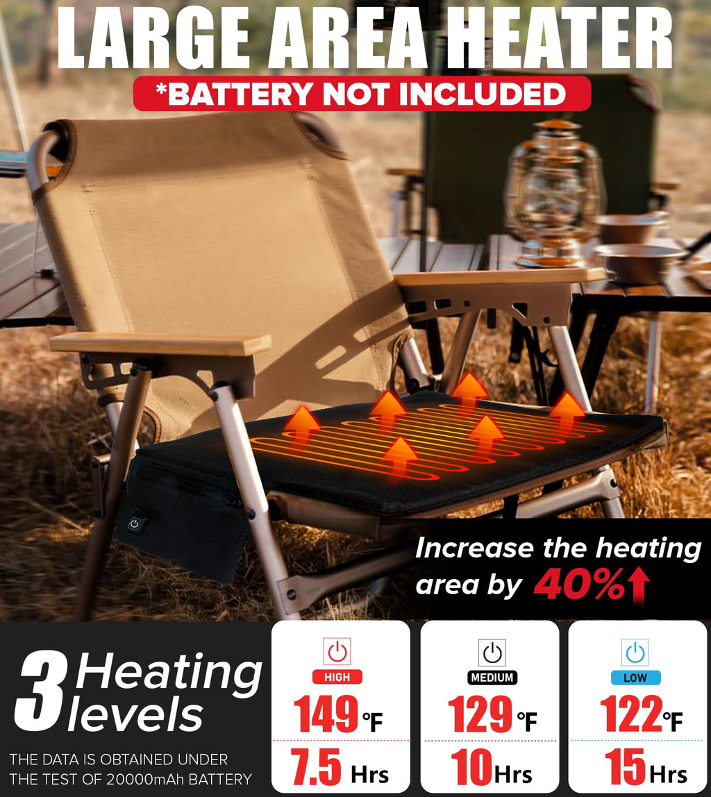 Heated Camping Chair Pad, Heated Seat Cushion, 17 Portable Heated Stadium Seats for Bleachers, Lightweight USB Stadium Seat Cush
