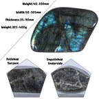 mookaitedecor Natural Labradorite Stone Slab Specimen, Irregular Polished Self Standing Palm Stone for Meditation Home Decor Cry