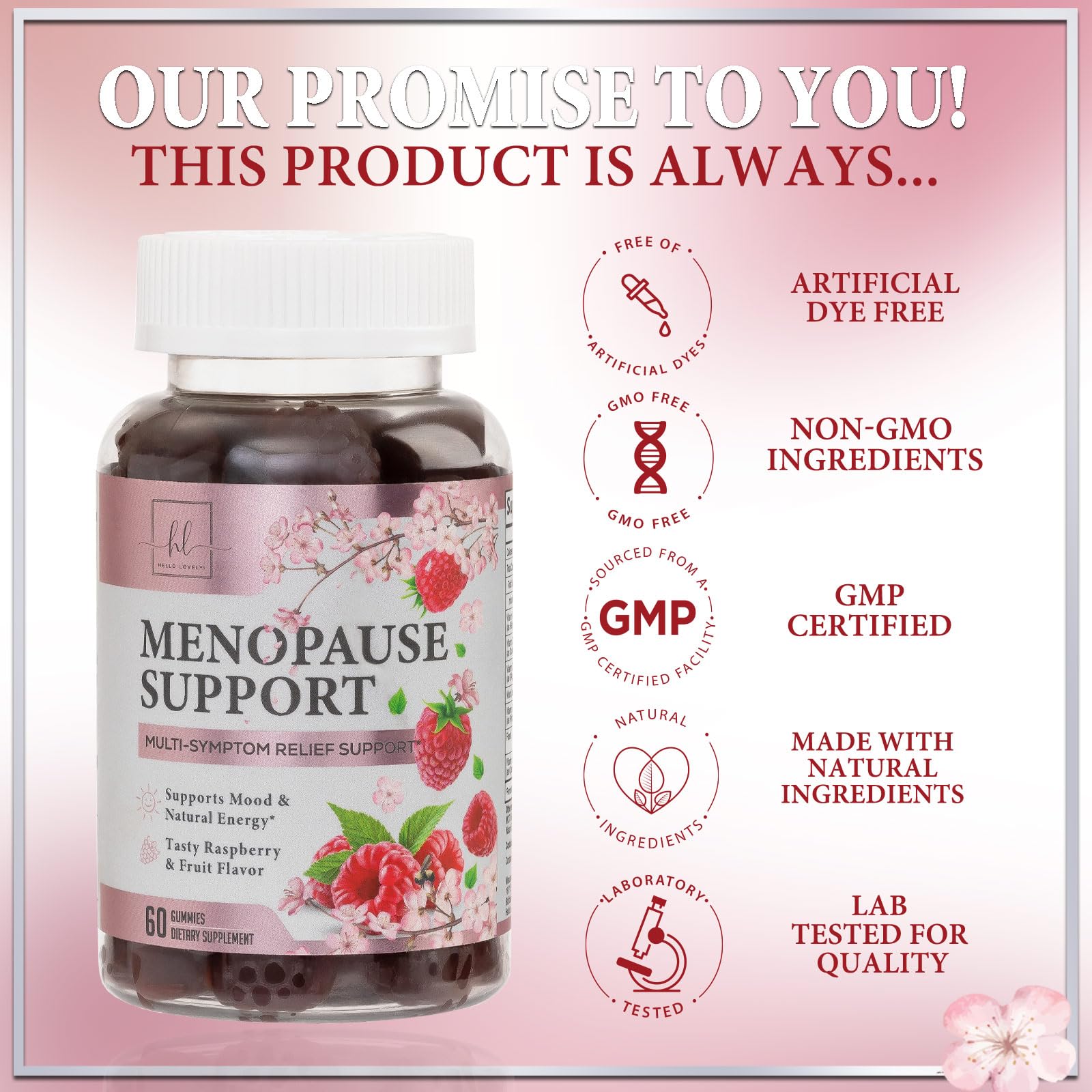 Menopause Supplements for Women, Multi-Symptom Menopause Relief for Women Vitamin Gummy, with PABA & Sage Extract, Supports Nigh