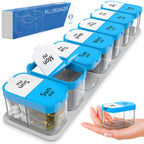 Extra Large Weekly Pill Organizer - XL Daily Pill Box - 7 Day Am Pm Pill Case Jumbo Pill Container for Supplements Big Pill Hold