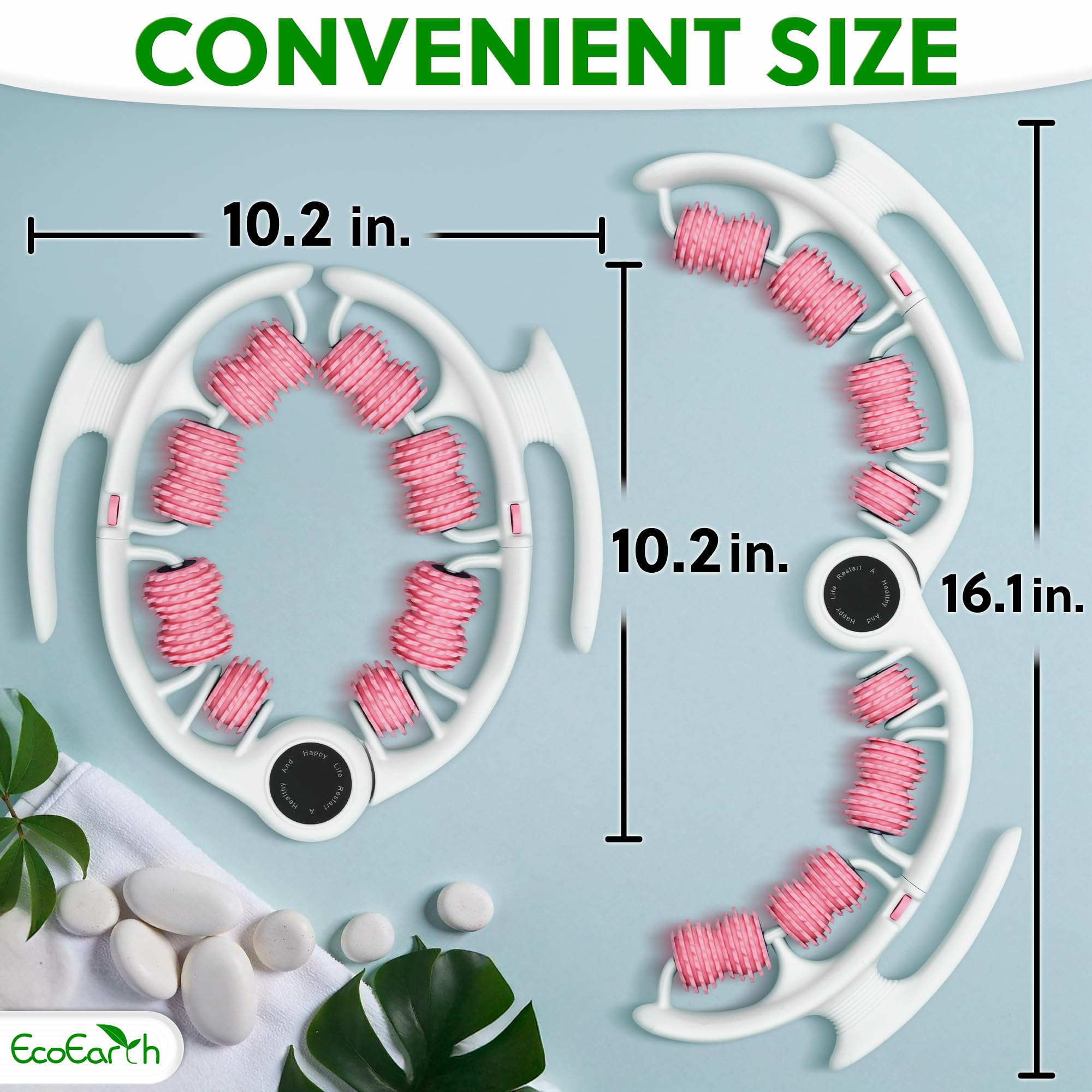 EcoEarth Cellulite Massage Roller - Handheld Fascia Massager with Detachable Handles - Anti Cellulite Tool for Legs, Thighs, But