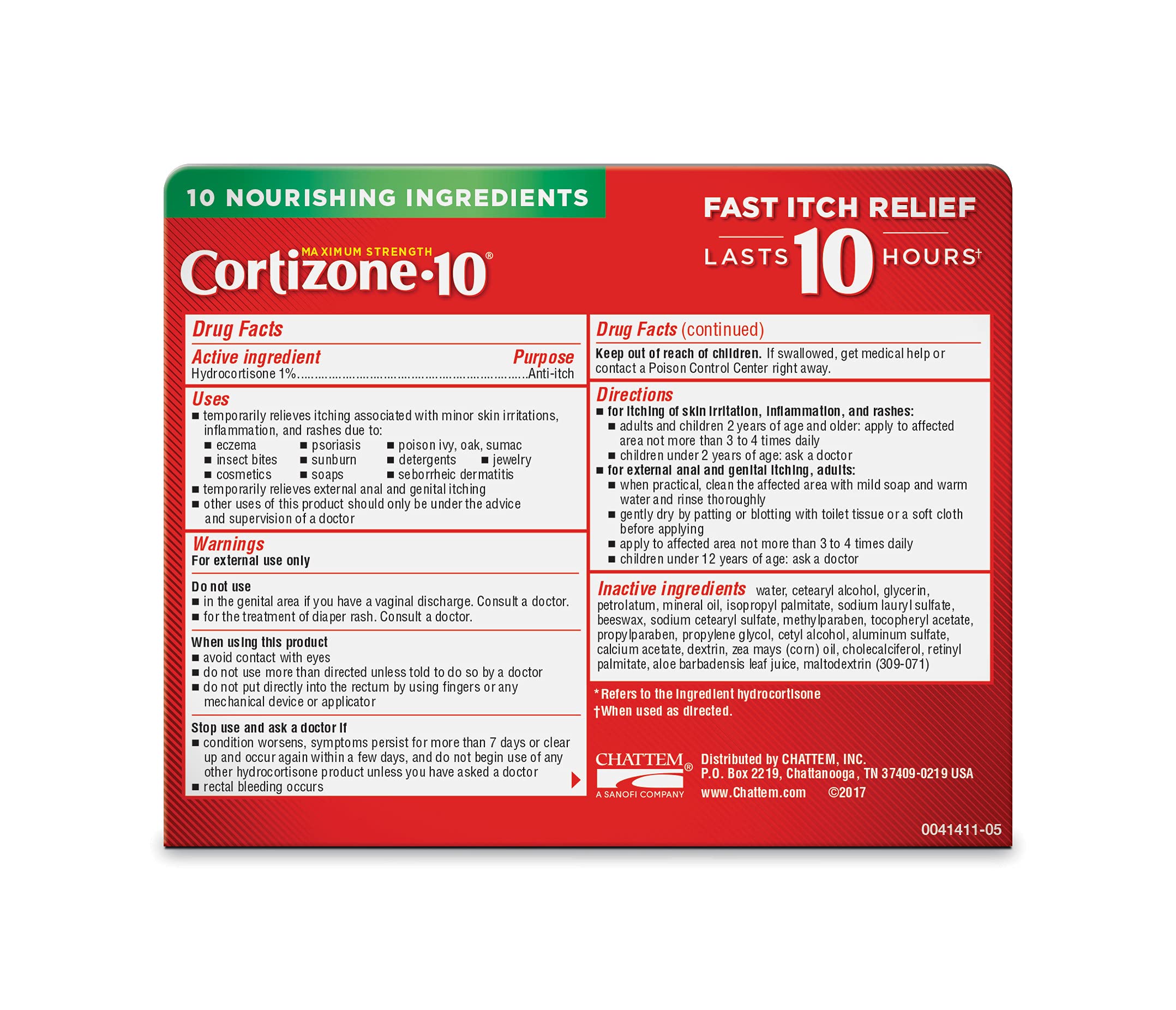Cortizone 10 Maximum Strength Plus Ultra Moisturizing Anti-itch Cream, 1% Hydrocortisone, 1 oz.