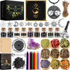 Witchcraft Supplies Kit for Spells, 56 PCS Witch Box Include Dried Herb Crystal Candles Amethyst Cluster Parchment, Wiccan Suppl