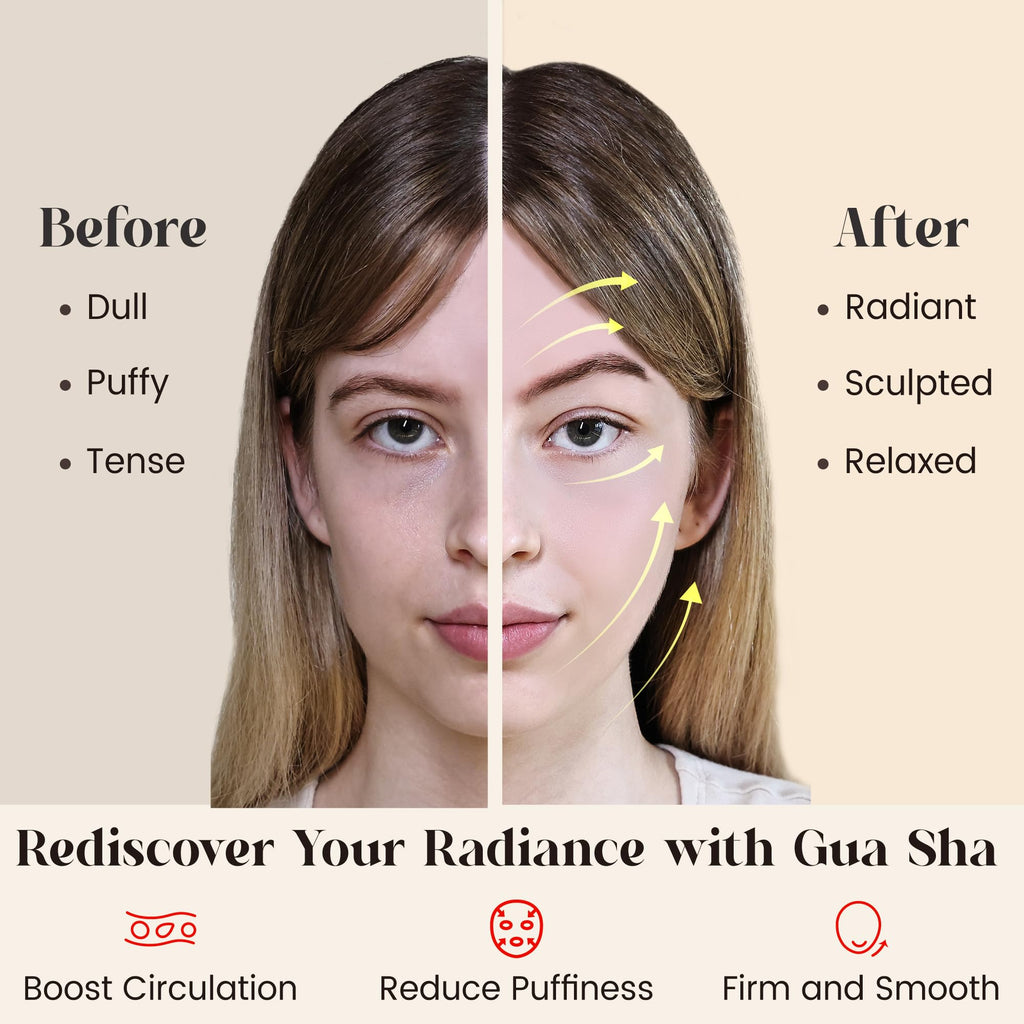 Rena Chris Gua Sha Facial Tools, Natural Terahertz Guasha, Manual Massage Sticks for Jawline Sculpting and Puffiness Reducing, G