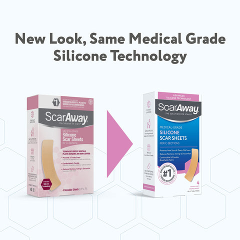ScarAway Advanced Silicone Scar Sheets for C-Section, Reusable Sheets (1.5    x 7   ) for Hypertrophic and Keloid Scars from C-S
