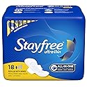 Stayfree Ultra Thin Regular Pads with Wings, 18 Count