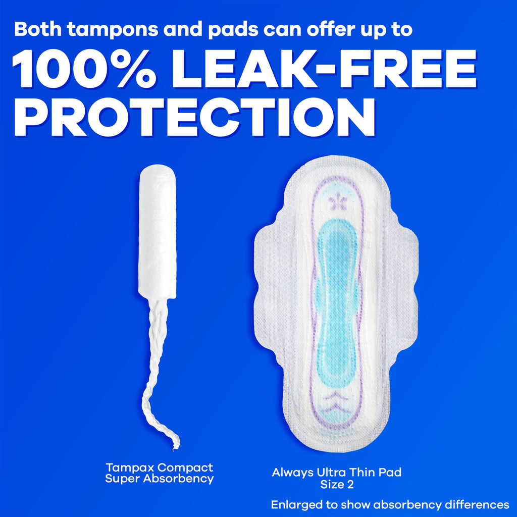 Tampax Compact Pearl Tampons Multipack, with LeakGuard Braid & Extendable Applicator, Regular/Super Absorbency, Compact Extendab
