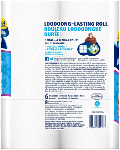Charmin Ultra Soft Toilet Paper, Bath Tissue, Mega Roll, 6 Count