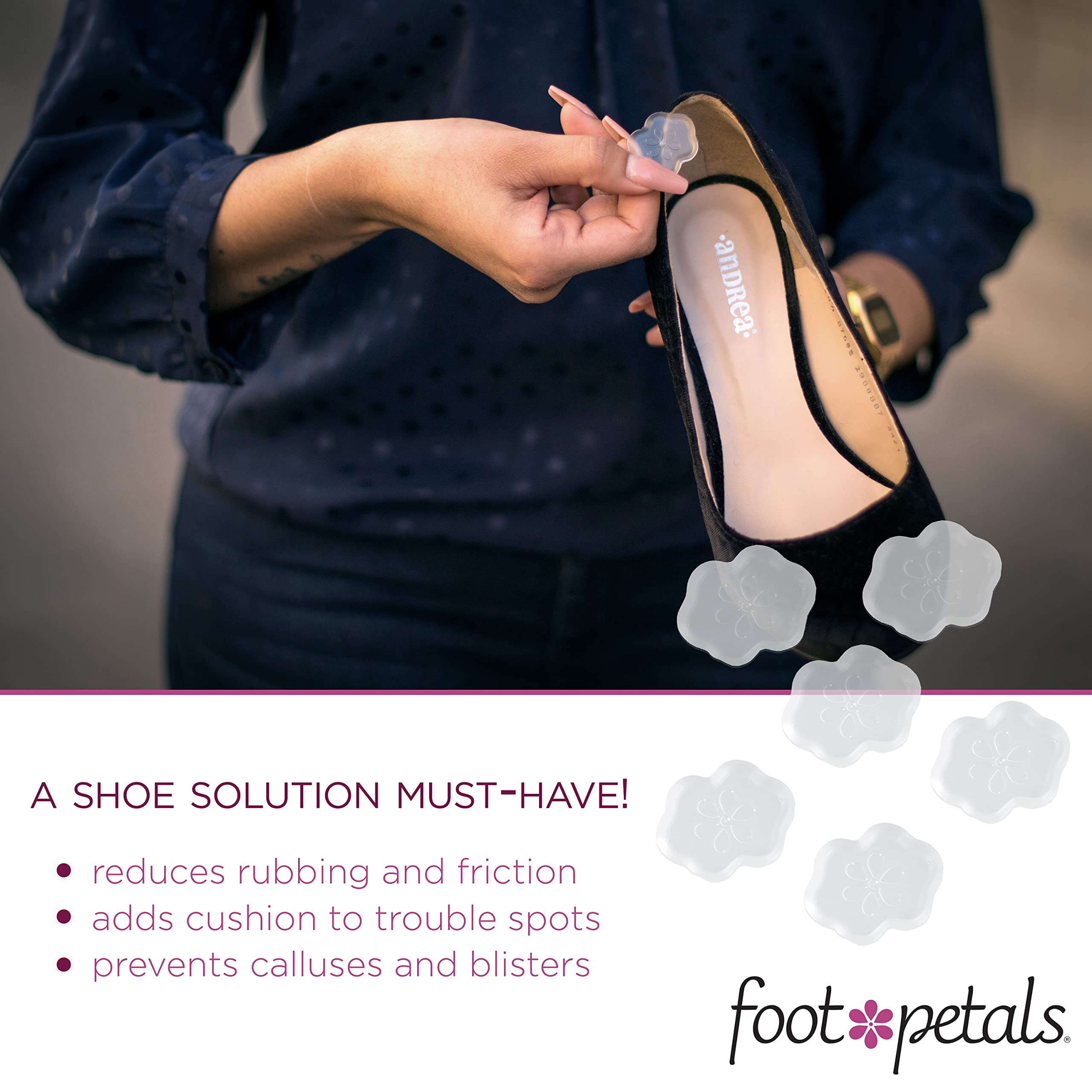 Foot Petals Spot Dot Cushion Scalloped Pressure Point Solution For Blister Relief, Clear