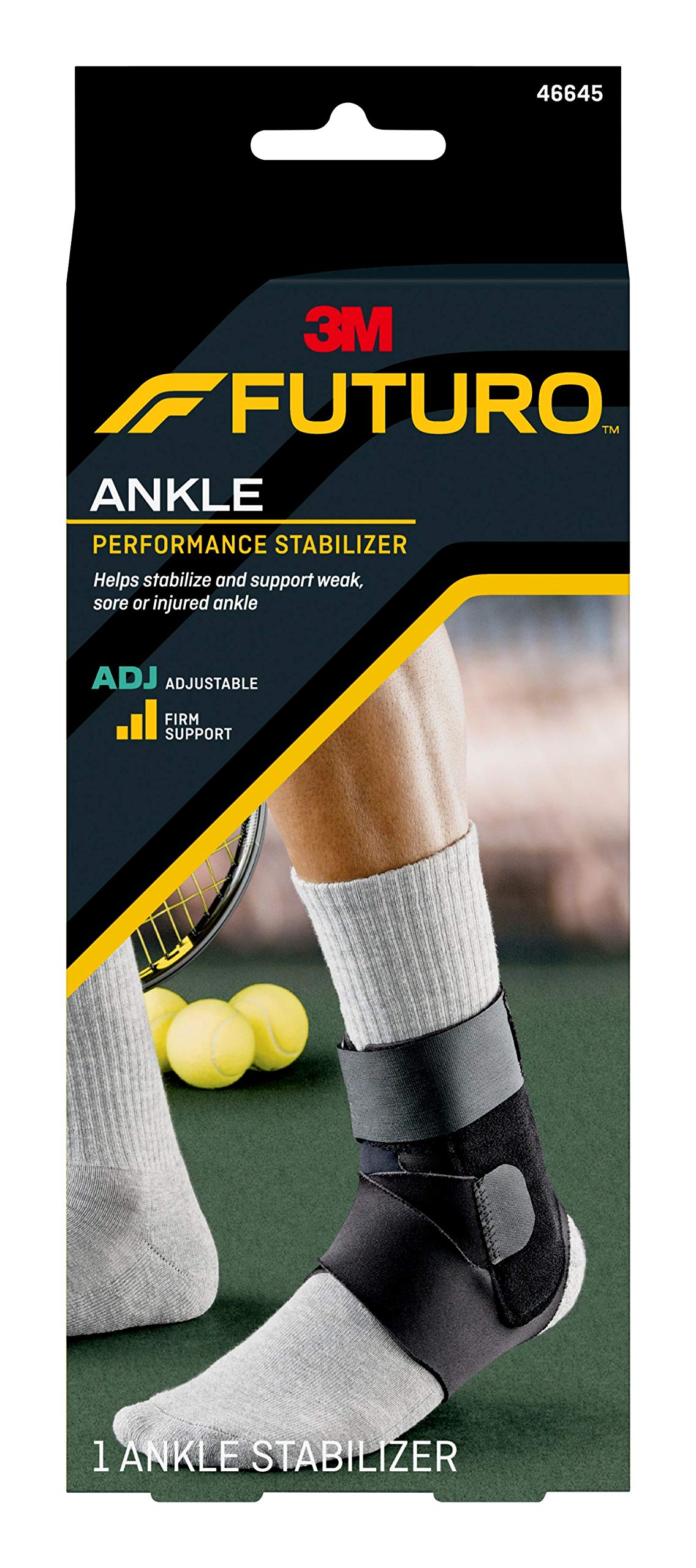 FUTURO Performance Ankle Stabilizer, Left or Right, Adjustable Size, Firm Support, Helps Support Stiff, Sore or Injured Ankles, 