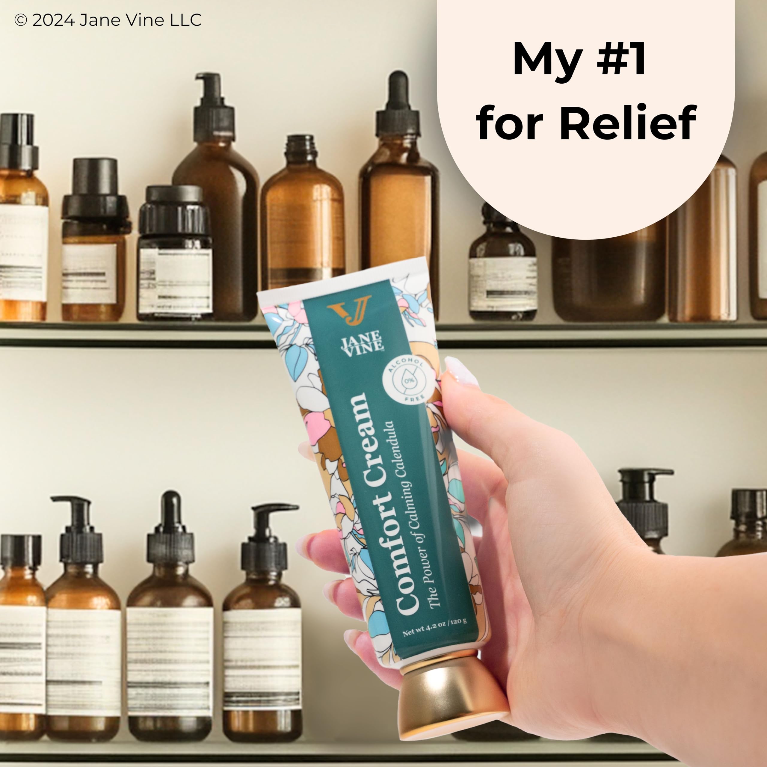 JANE VINE Calendula Cream for Radiation Burn Relief, Anti Itch Bug Bite Relief, Burn Cream, Soothing Aloe, Jojoba, Dandelion, Un