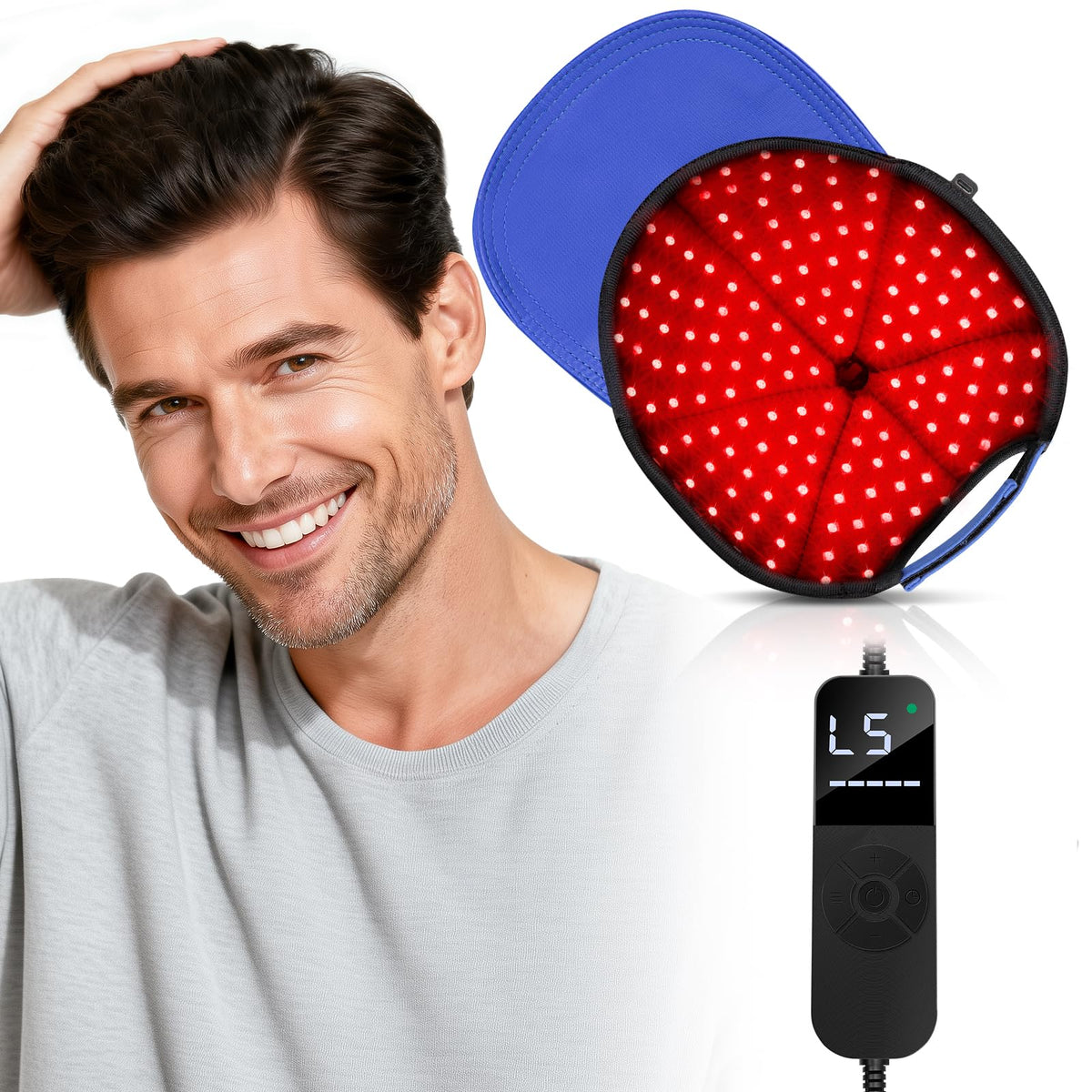 Red Light Therapy Cap for Hair Growth, Upgraded 180 LEDs Red Light Hair Growth Cap, 660nm & 850nm & 940nm Infrared Light Therapy