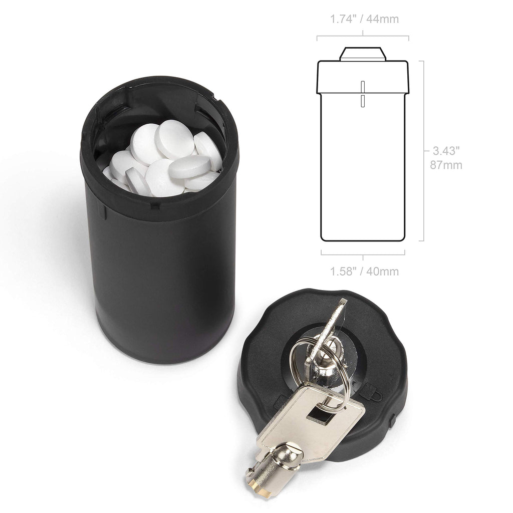 EZY DOSE Pill Box and Medicine, Vitamin Container, Safe for Money & Travel Items, Stainless Steel, 2 Keys with Lock, Large, Blac