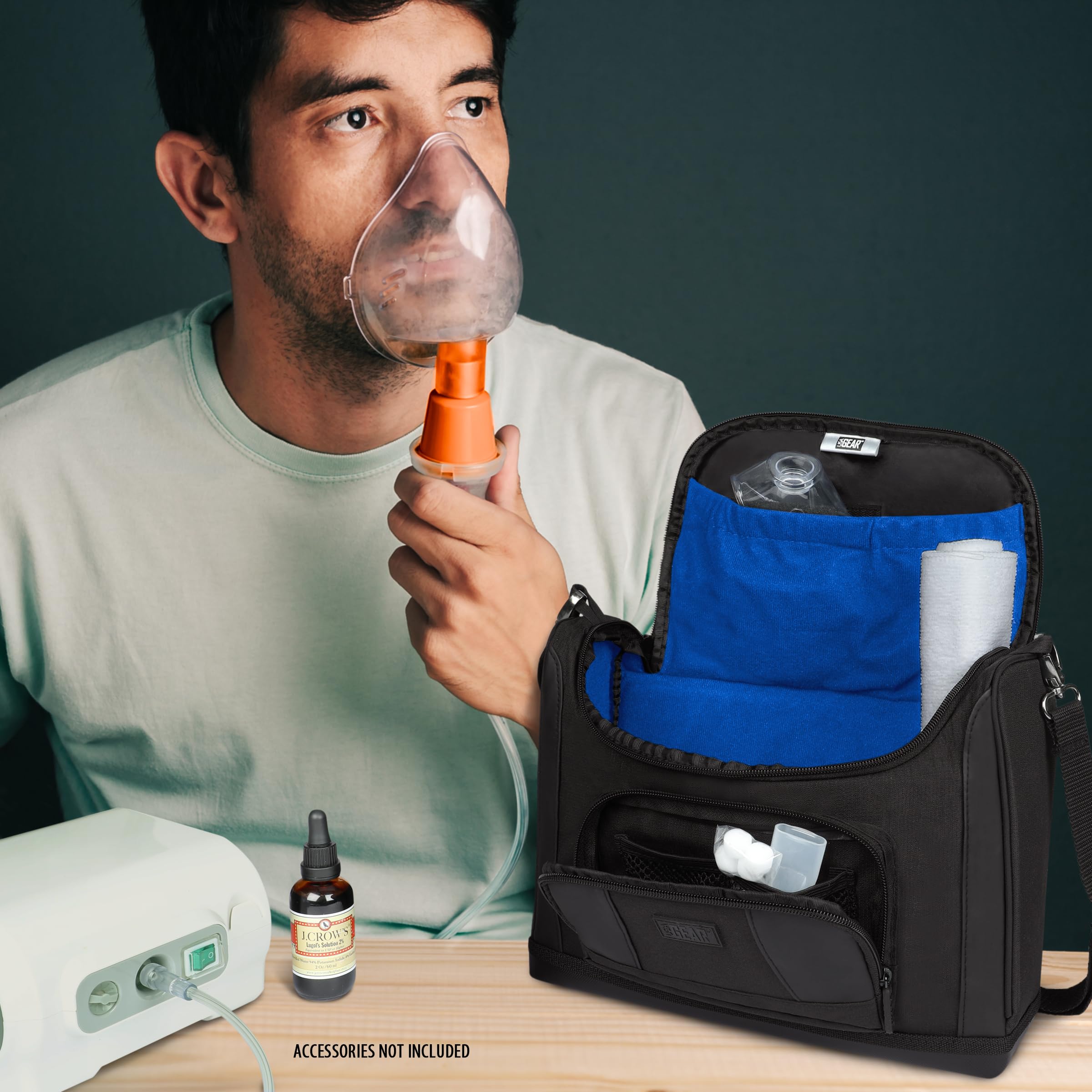 USA GEAR Nebulizer Carrying Case - Customizable Padded Interior, Shoulder Strap, Durable Exterior - Asthma Travel Bag to Store N