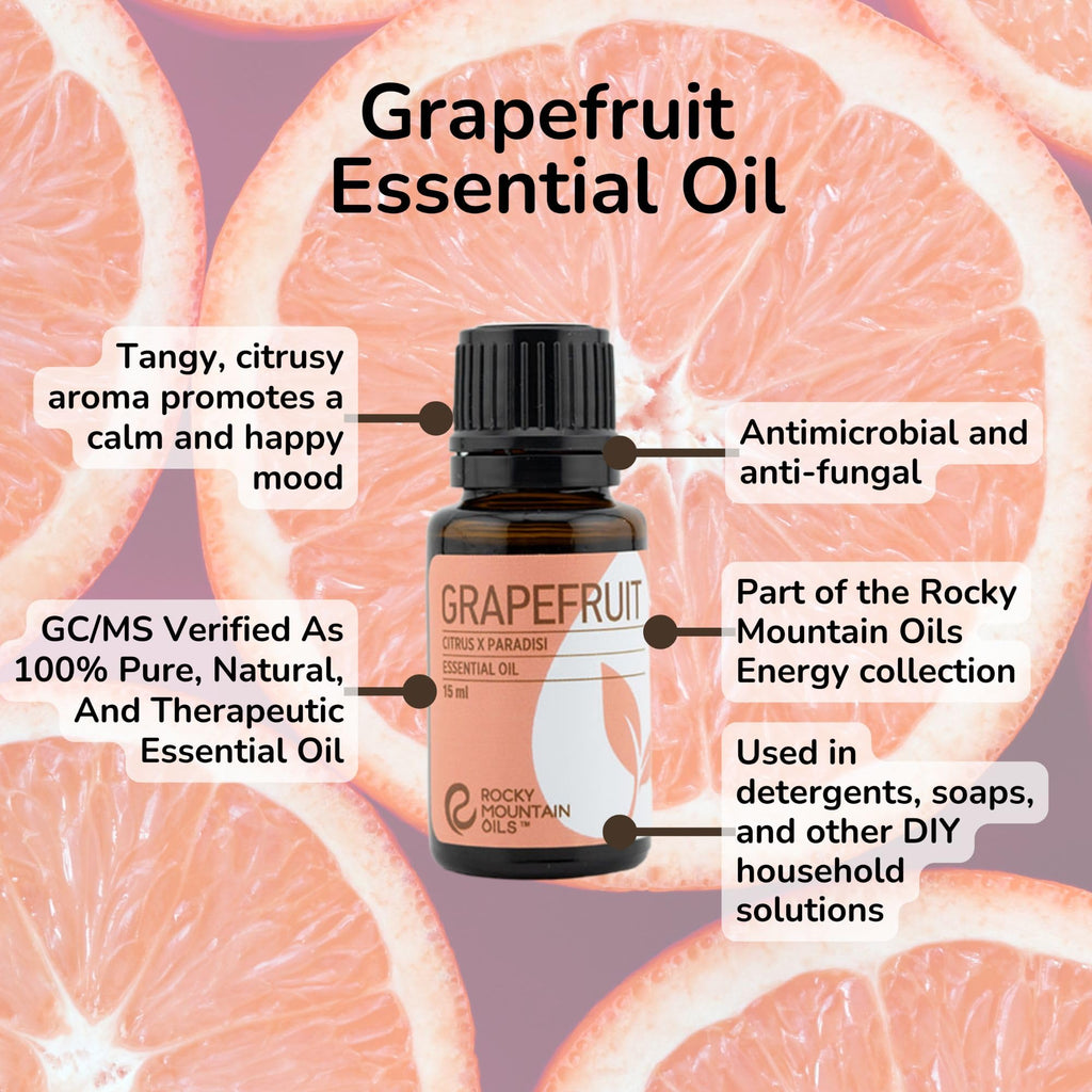 Rocky Mountain Oils Grapefruit Essential Oil 15 ml - Pure Essential Oils for Diffusers | Organic Grapefruit Aroma Blends for Hom