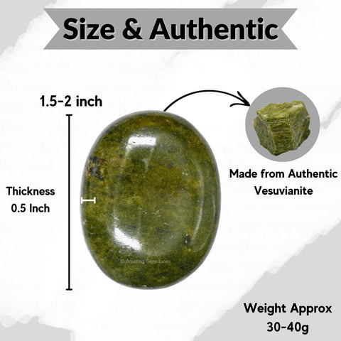 Vesuvianite Crystals and Healing Stones - Large Palm Stone Crystals Piedra - Crystal for Good Luck, Balanced Positive Energy, Me