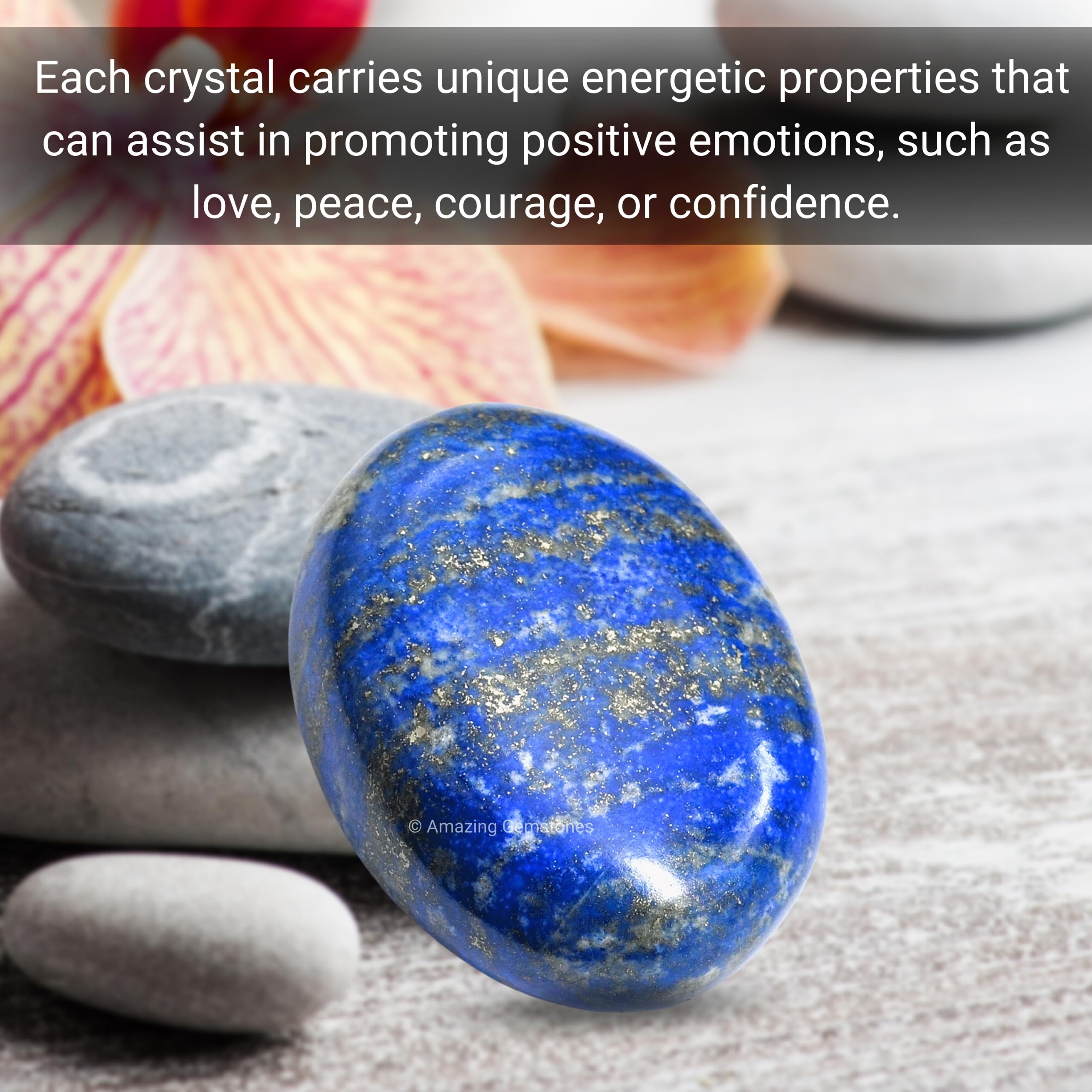 Lapis Lazuli Crystals and Healing Stones - Large Palm Stone Crystals Piedra - Crystal for Good Luck, Balanced Positive Energy, M