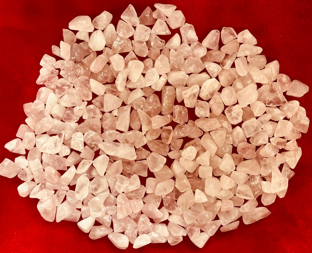 Indian Consigners Natural Crushed Polished Tumbled Gem Stone Chips, Decoration & Healing Crystals (Rose Quartz)