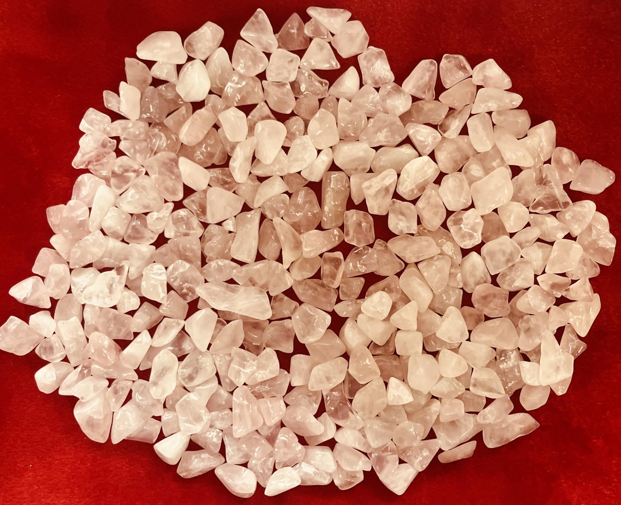 Indian Consigners Natural Crushed Polished Tumbled Gem Stone Chips, Decoration & Healing Crystals (Rose Quartz)