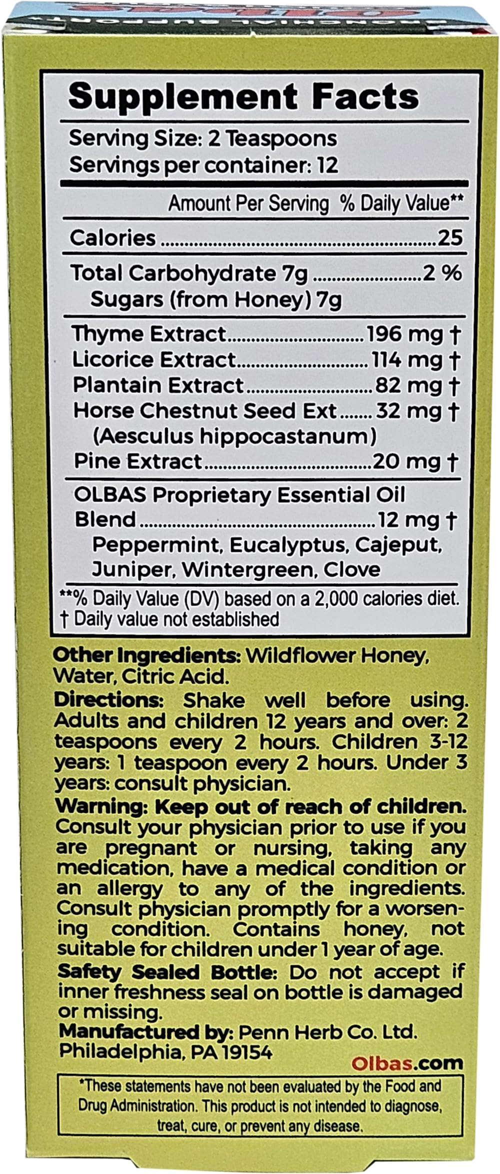 Olbas Cough Syrup - Herbal Cough Suppressant with Natural Essential Oils & Honey | Soothes Throat, Relieves Chest Congestion & S