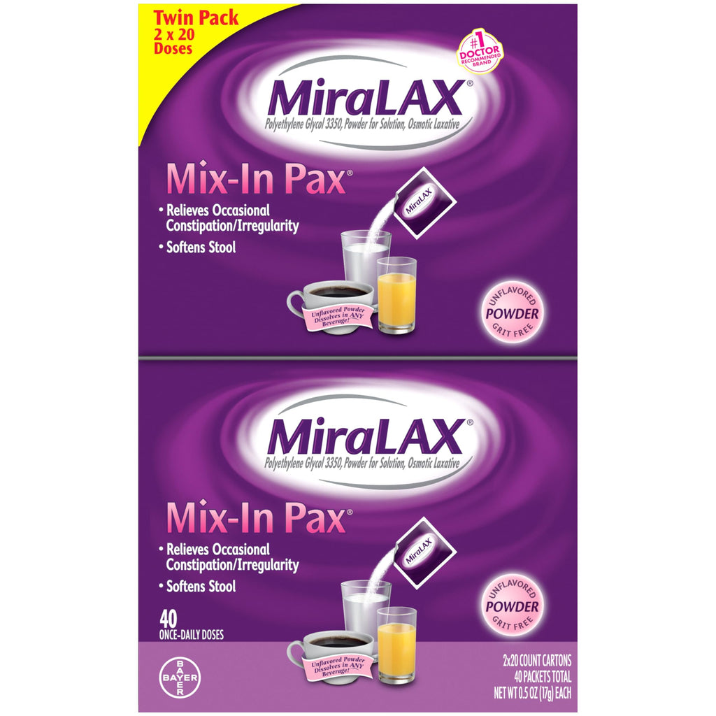 MiraLAX Gentle Constipation Relief Laxative Powder, Stool Softener with PEG 3350, No Harsh Side Effects, #1 Physician Recommende