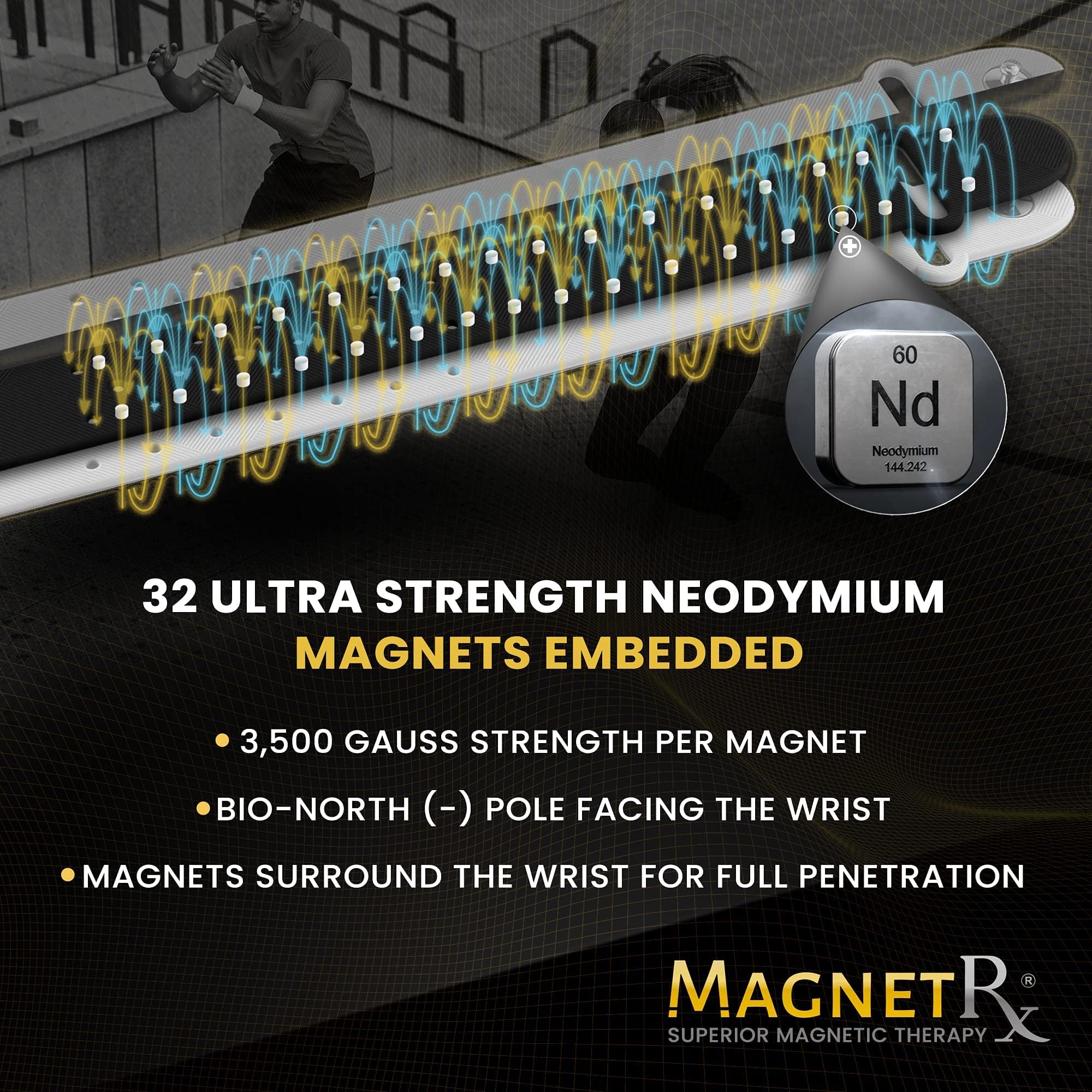MagnetRX Magnetic Sports Bracelet - Waterproof Silicone Bracelet with 32 Magnets - Ultra Strength Wide Magnetic Bracelets for Me