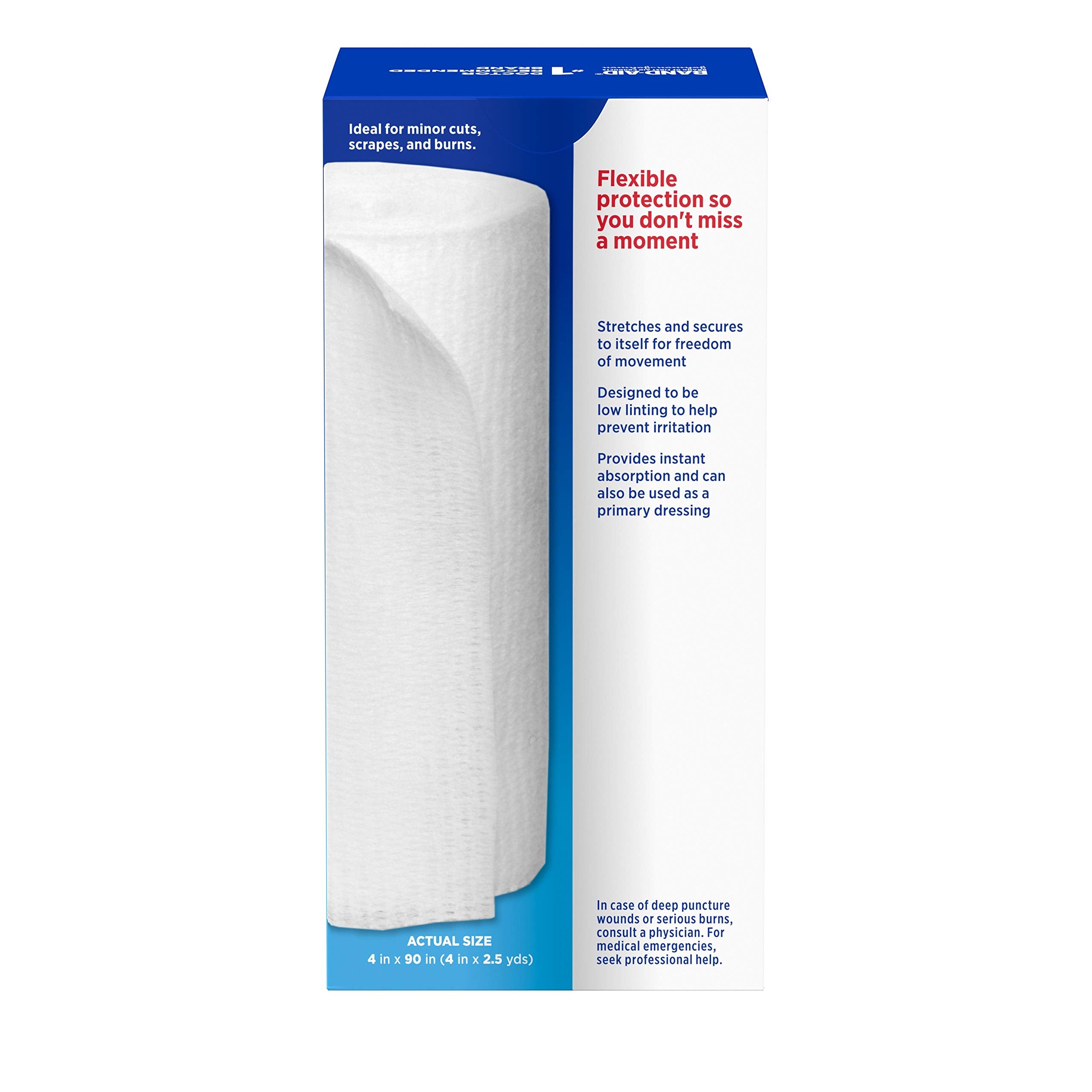 Johnson & Johnson Red Cross First Aid Rolled Gauze 4 - Each, Pack of 3
