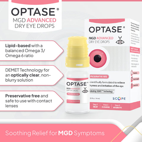 Optase MGD Advanced Dry Eye Drops - Preservative Free Eye Drops for Dry Eyes and MGD - Artificial Tears for MGD Symptoms - Demet